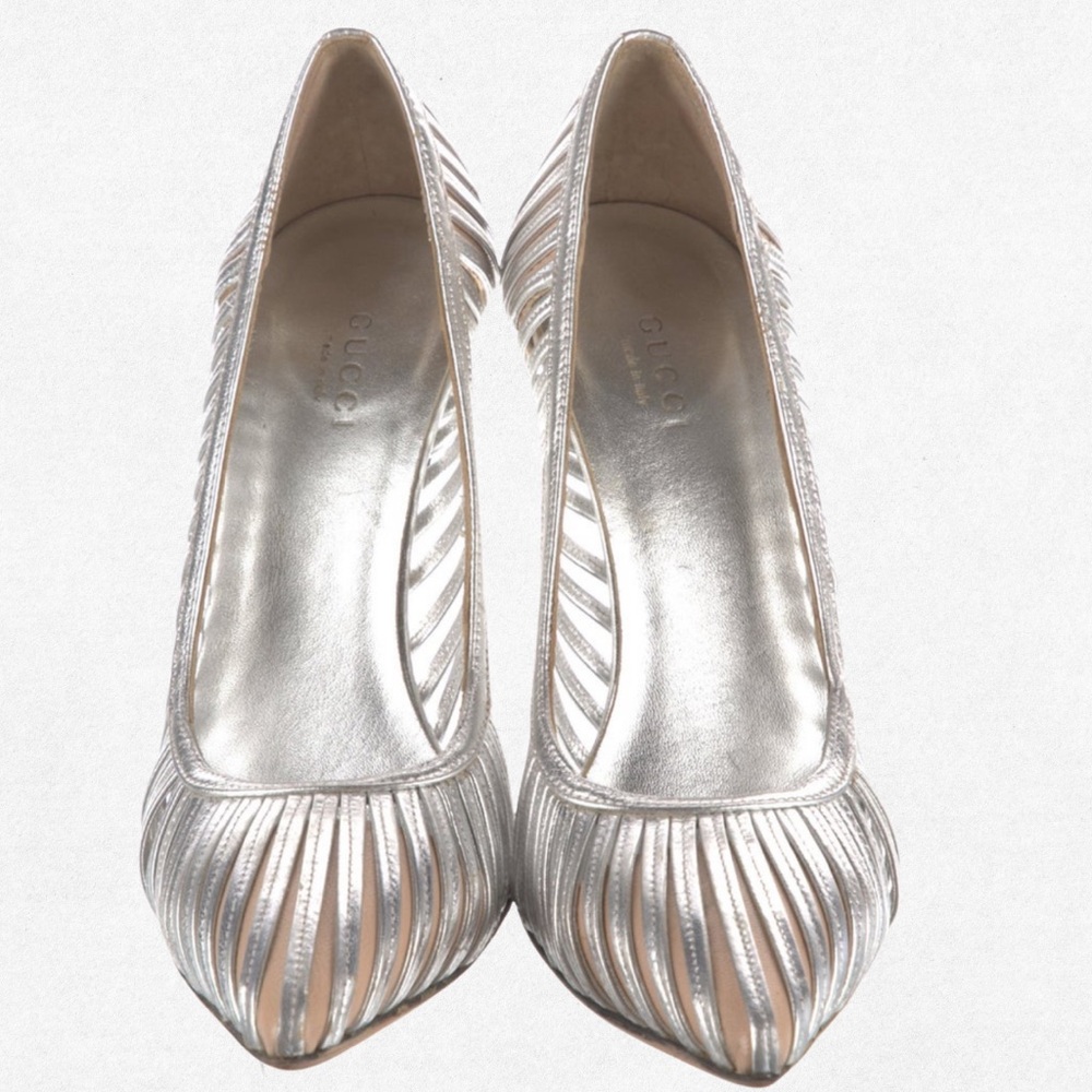 Tom Ford Era Gucci Metallic Silver Heels size 9